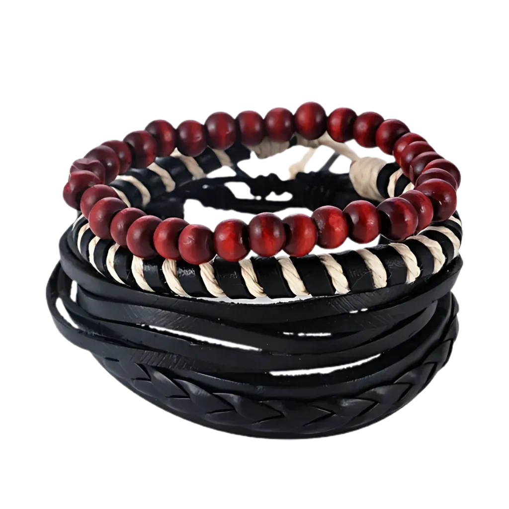 Handcrafted Woven Leather Bracelet For Daily Wear - E