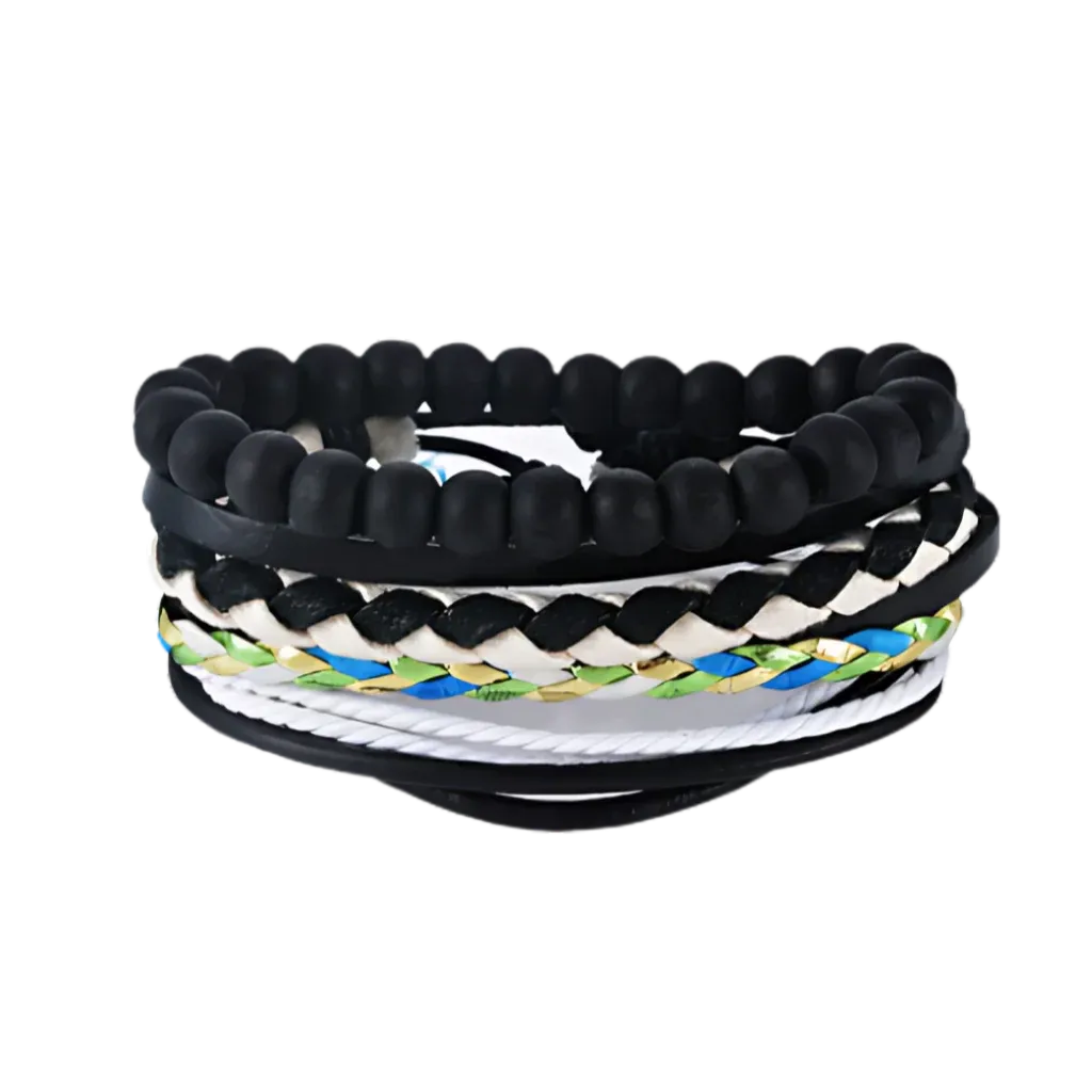 Handcrafted Woven Leather Bracelet For Daily Wear - K