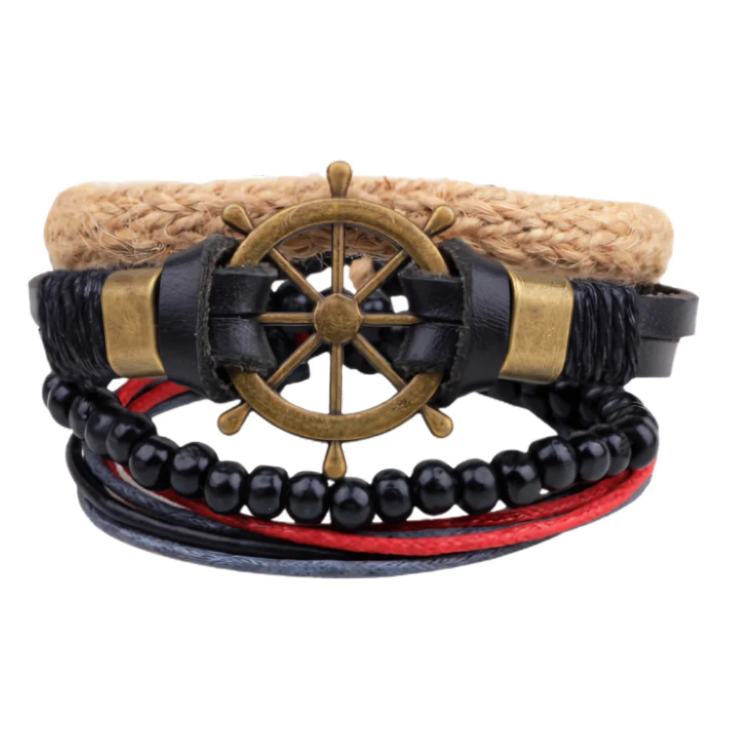 Handcrafted Woven Leather Bracelet For Daily Wear - L