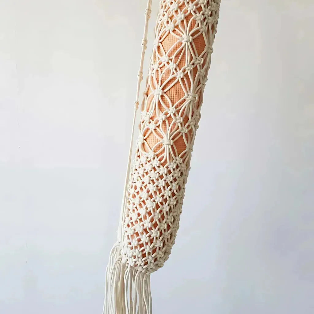 Handwoven Yoga Backpack With Mat Holder - White / C