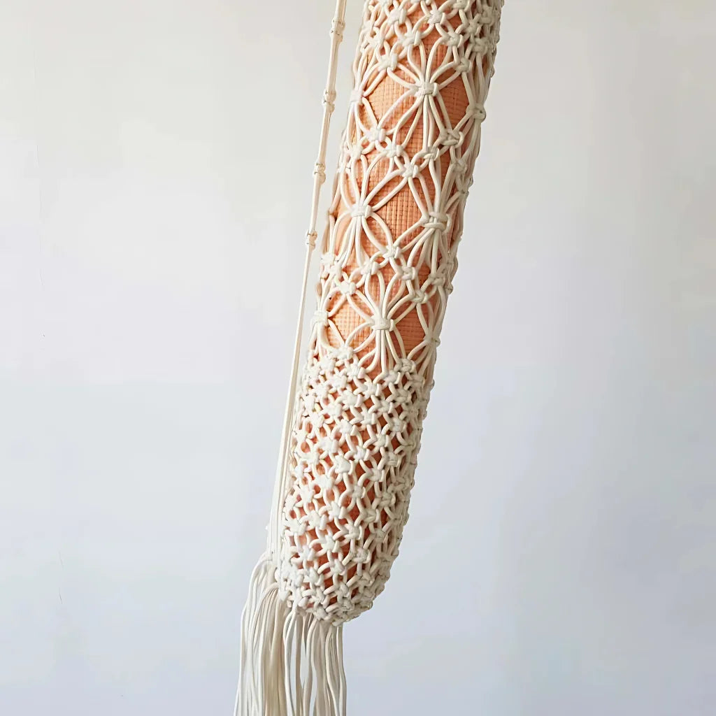 Handwoven Yoga Backpack With Mat Holder - White / C