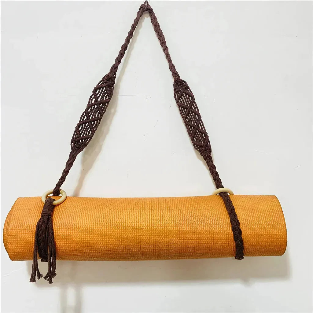 Handwoven Yoga Mat Sling For Easy Portability - Brown