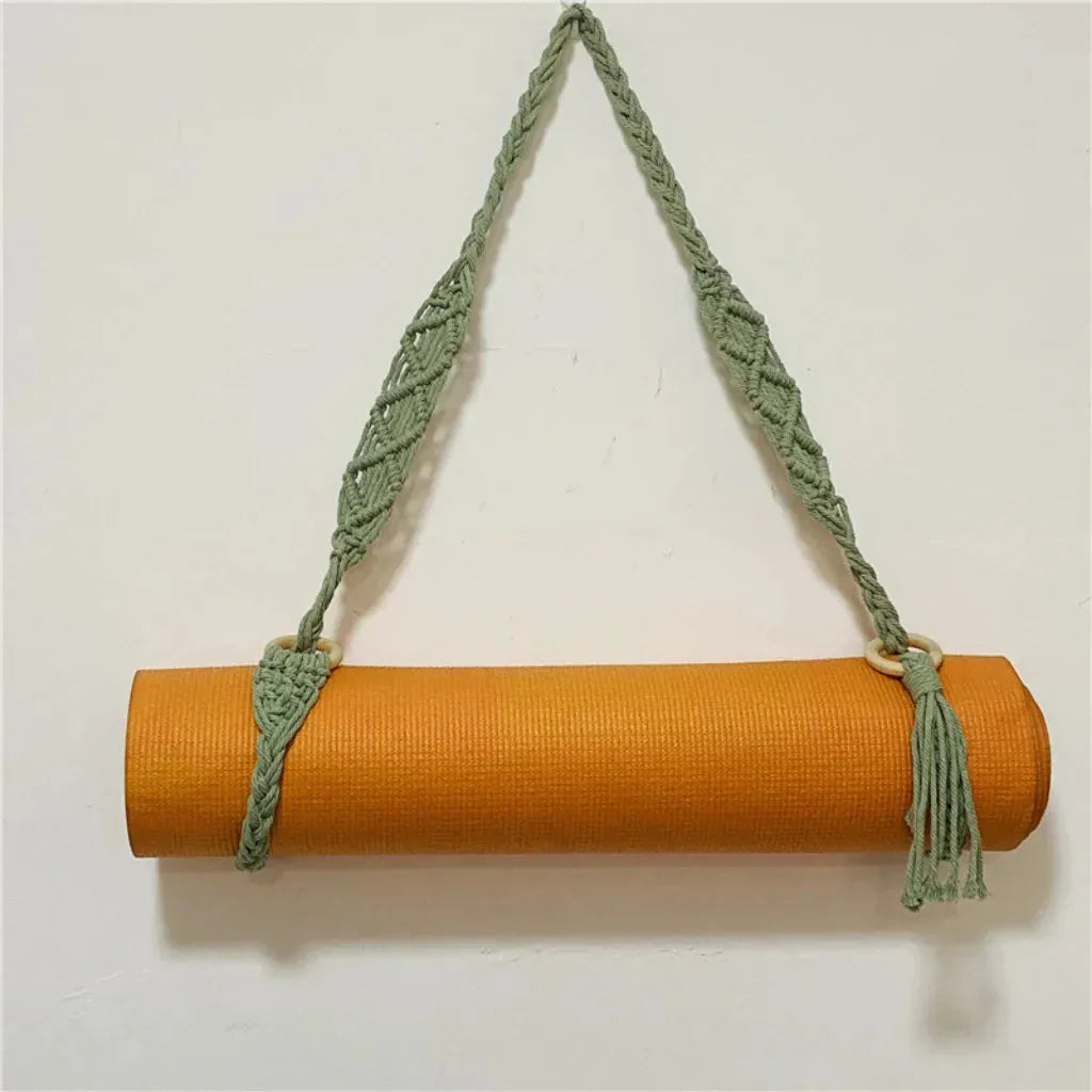 Handwoven Yoga Mat Sling For Easy Portability - Light Green