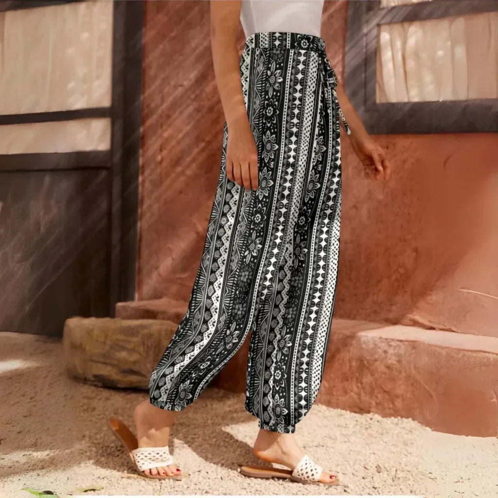 Harem Trousers Women Ethnic Stripe Boho Vibe Pants