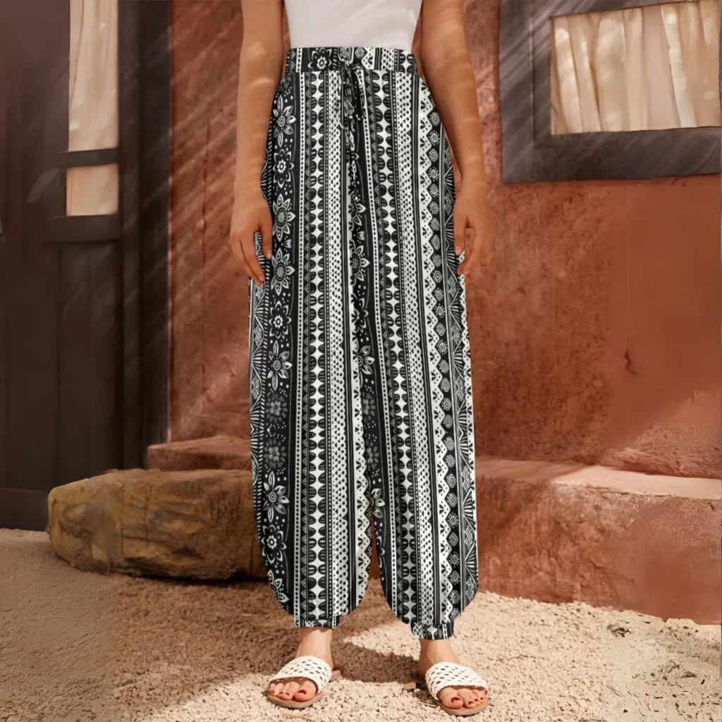 Harem Trousers Women Ethnic Stripe Boho Vibe Pants