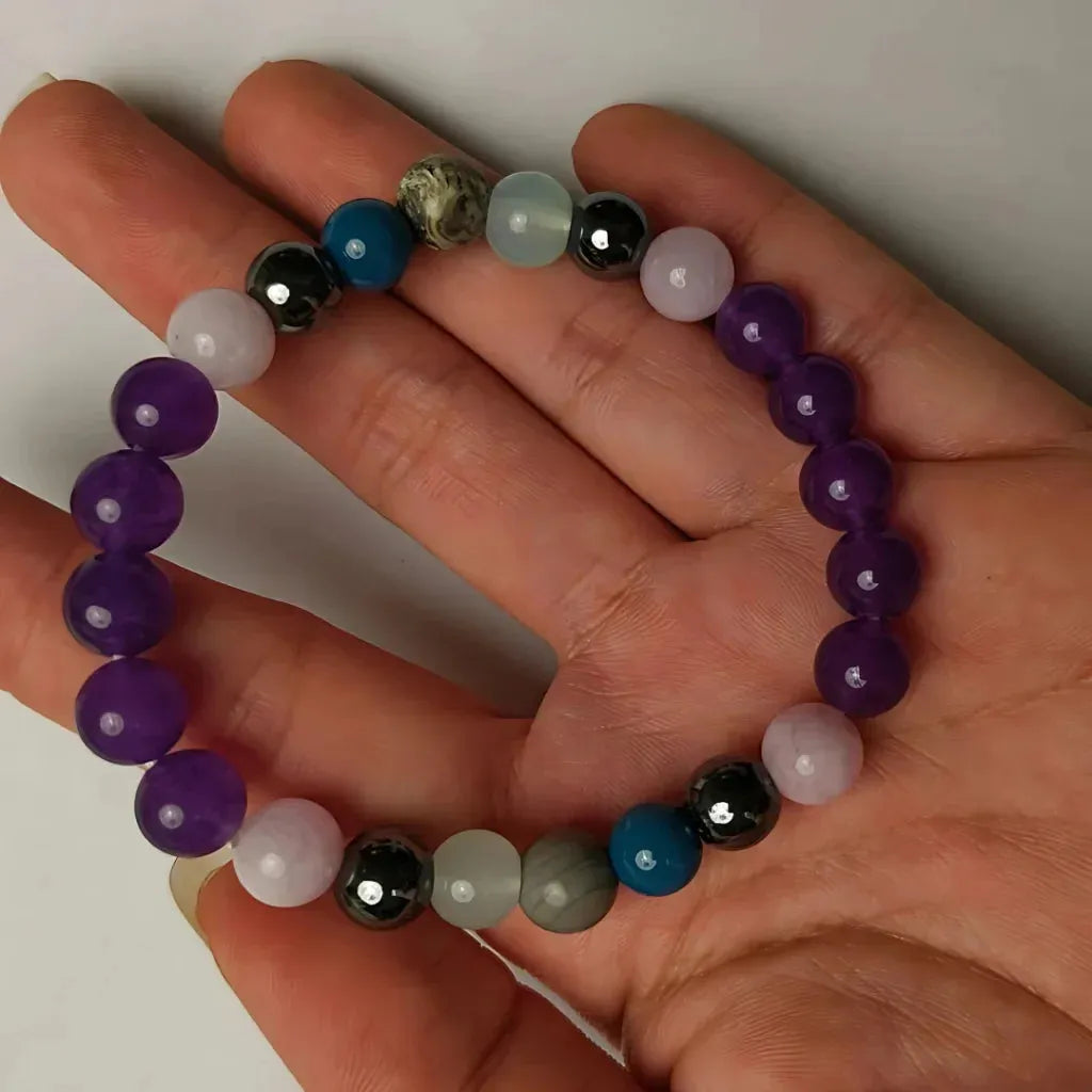 Healing Balance Bracelets With Gemstones - Purple