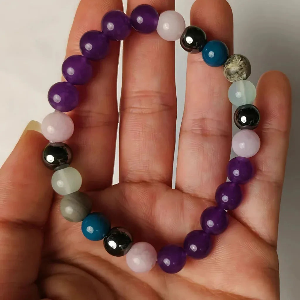 Healing Balance Bracelets With Gemstones - Purple