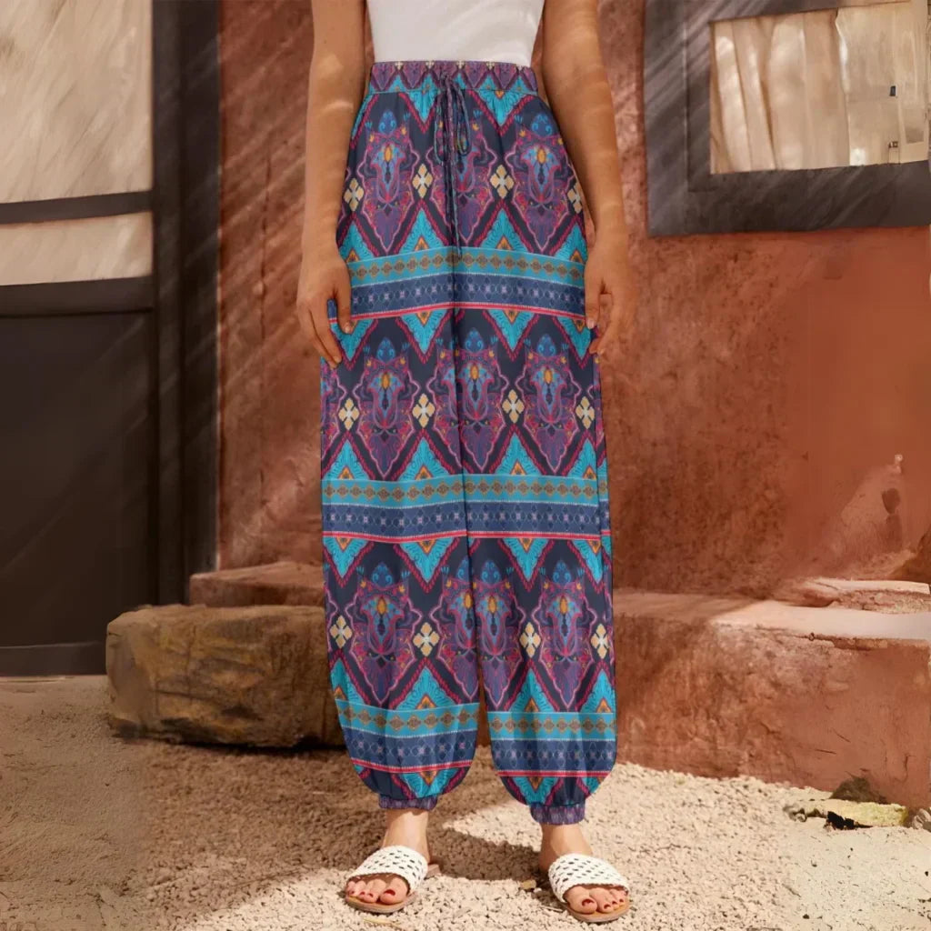 Hippie Harem Trousers With Paisley Boho Print