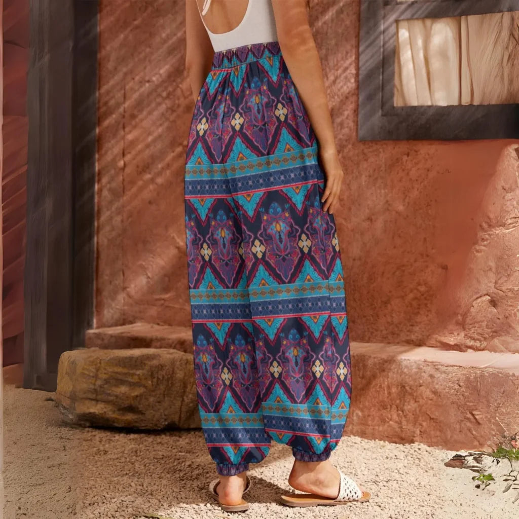 Hippie Harem Trousers With Paisley Boho Print