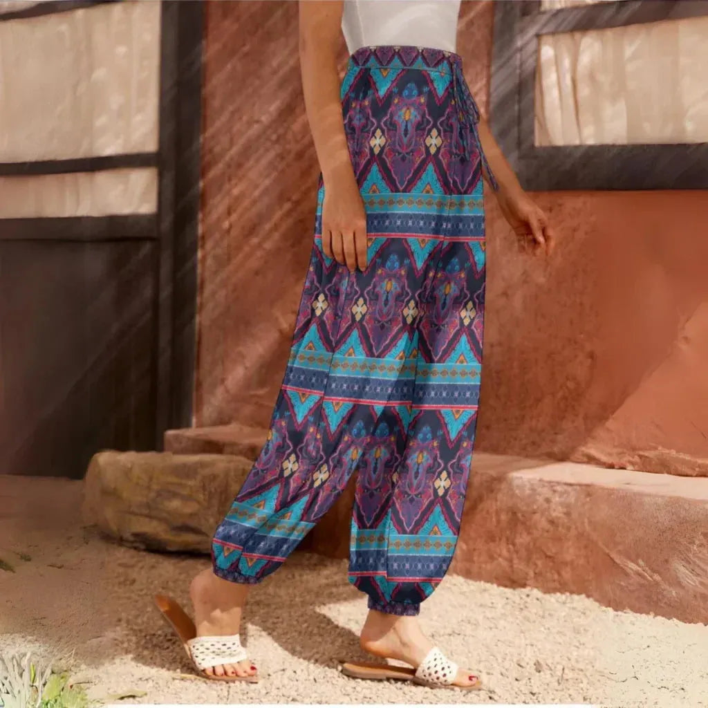 Hippie Harem Trousers With Paisley Boho Print