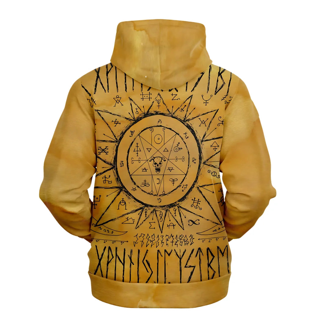 Hoodie In Yellow With Ouija Board Occult Design