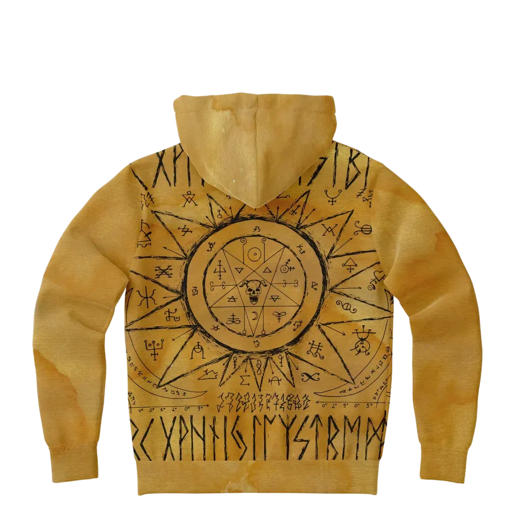 Hoodie In Yellow With Ouija Board Occult Design