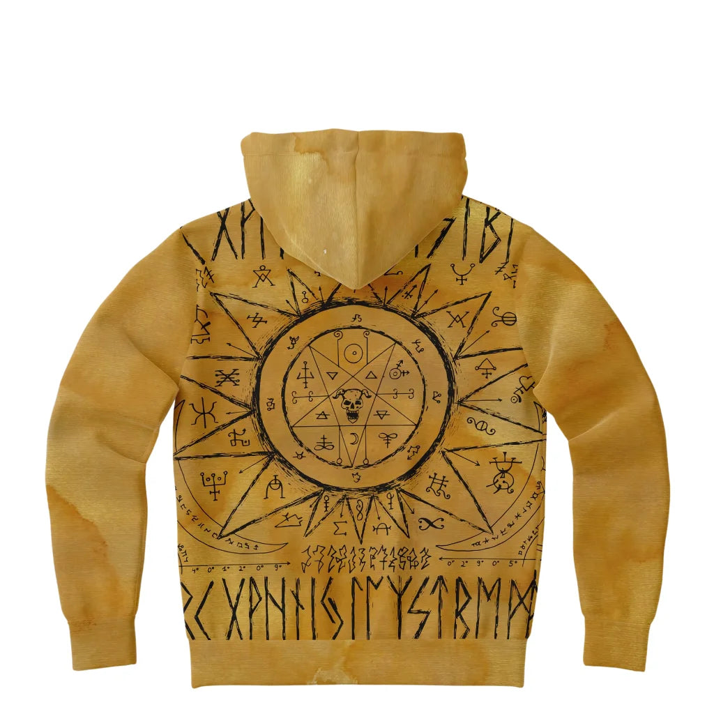 Hoodie In Yellow With Ouija Board Occult Design