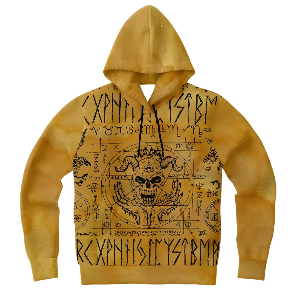 Hoodie In Yellow With Ouija Board Occult Design