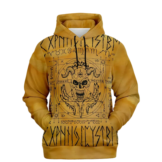 Hoodie In Yellow With Ouija Board Occult Design - XS
