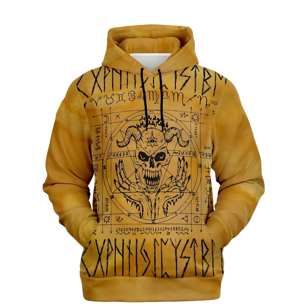 Hoodie In Yellow With Ouija Board Occult Design - XS