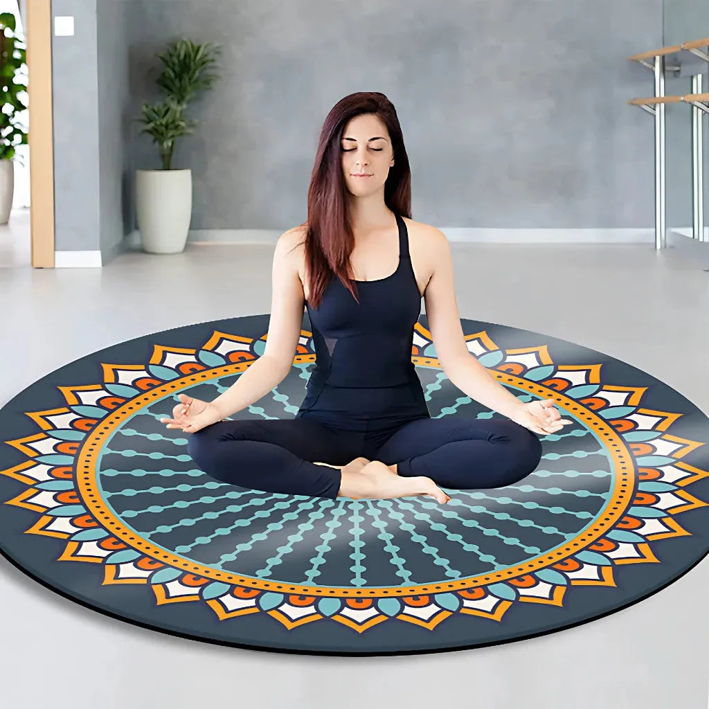 Huge Yoga Mat With Non Slip Suede And Round Design - Style A / 140x140 cm