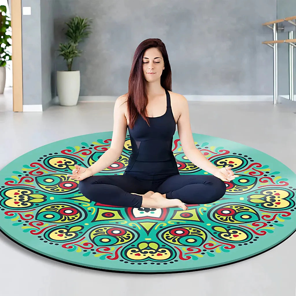 Huge Yoga Mat With Non Slip Suede And Round Design - Style D / 140x140 cm