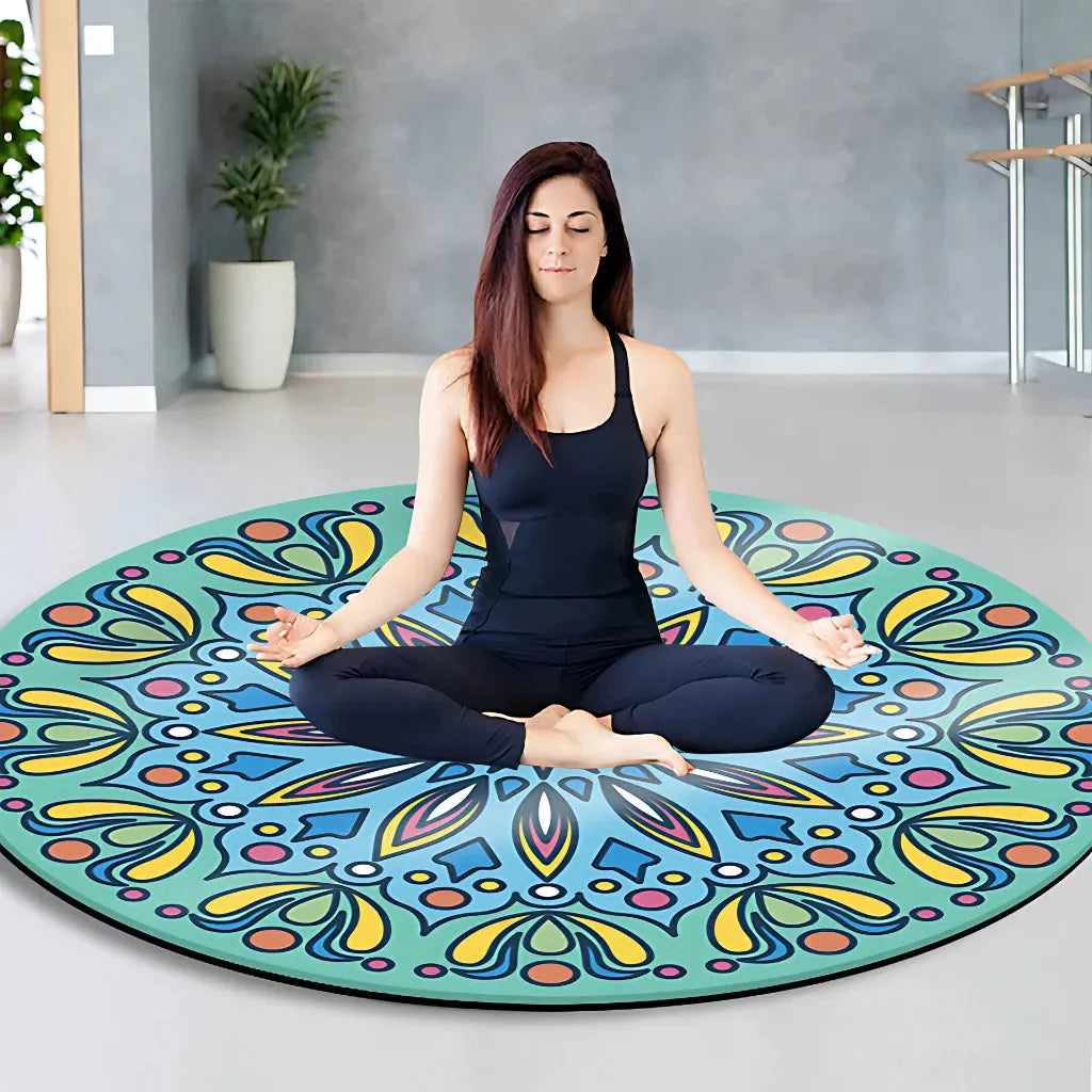 Huge Yoga Mat With Non Slip Suede And Round Design - Style G / 140x140 cm