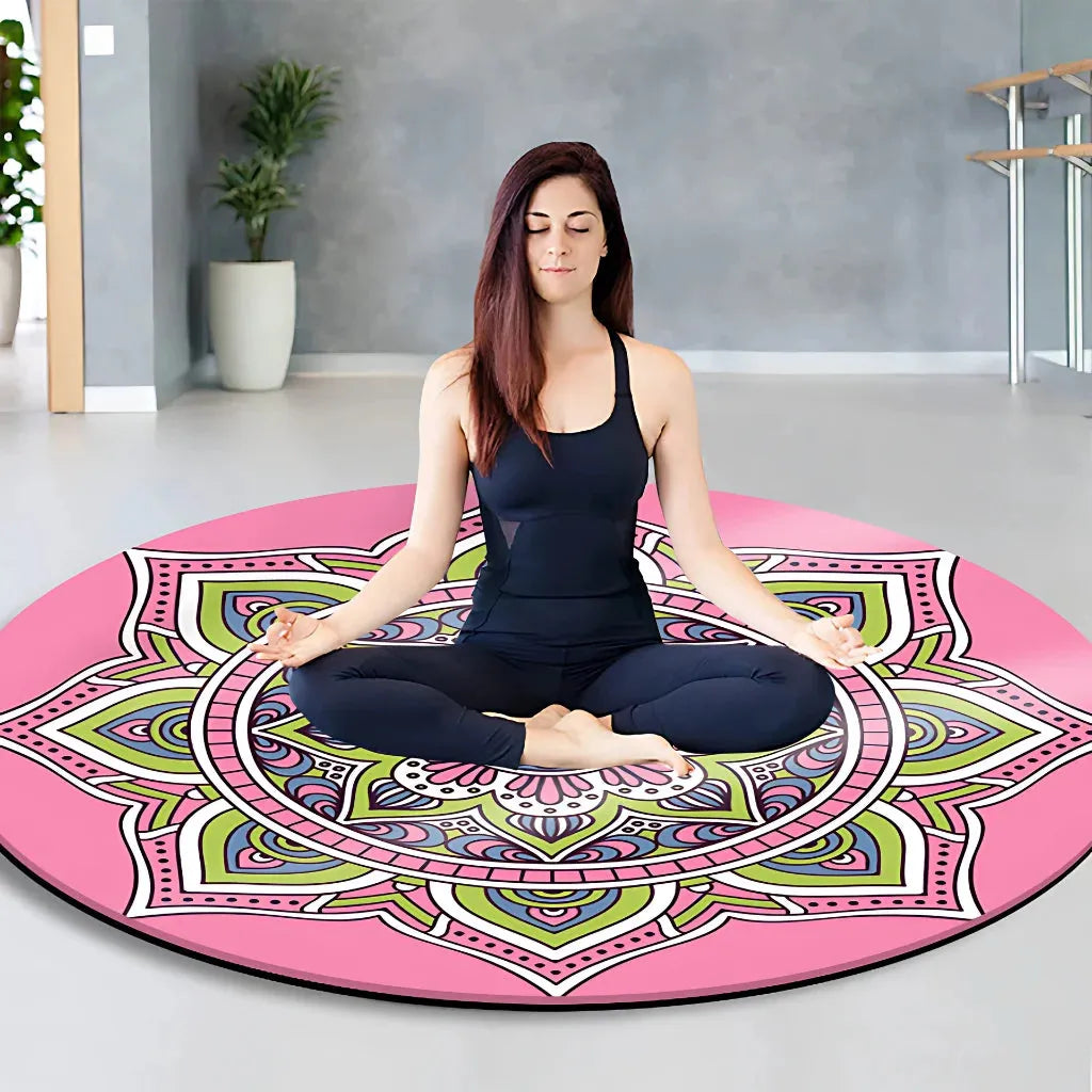 Huge Yoga Mat With Non Slip Suede And Round Design - Style H / 140x140 cm