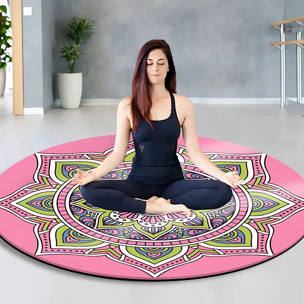 Huge Yoga Mat With Non Slip Suede And Round Design - Style H / 140x140 cm