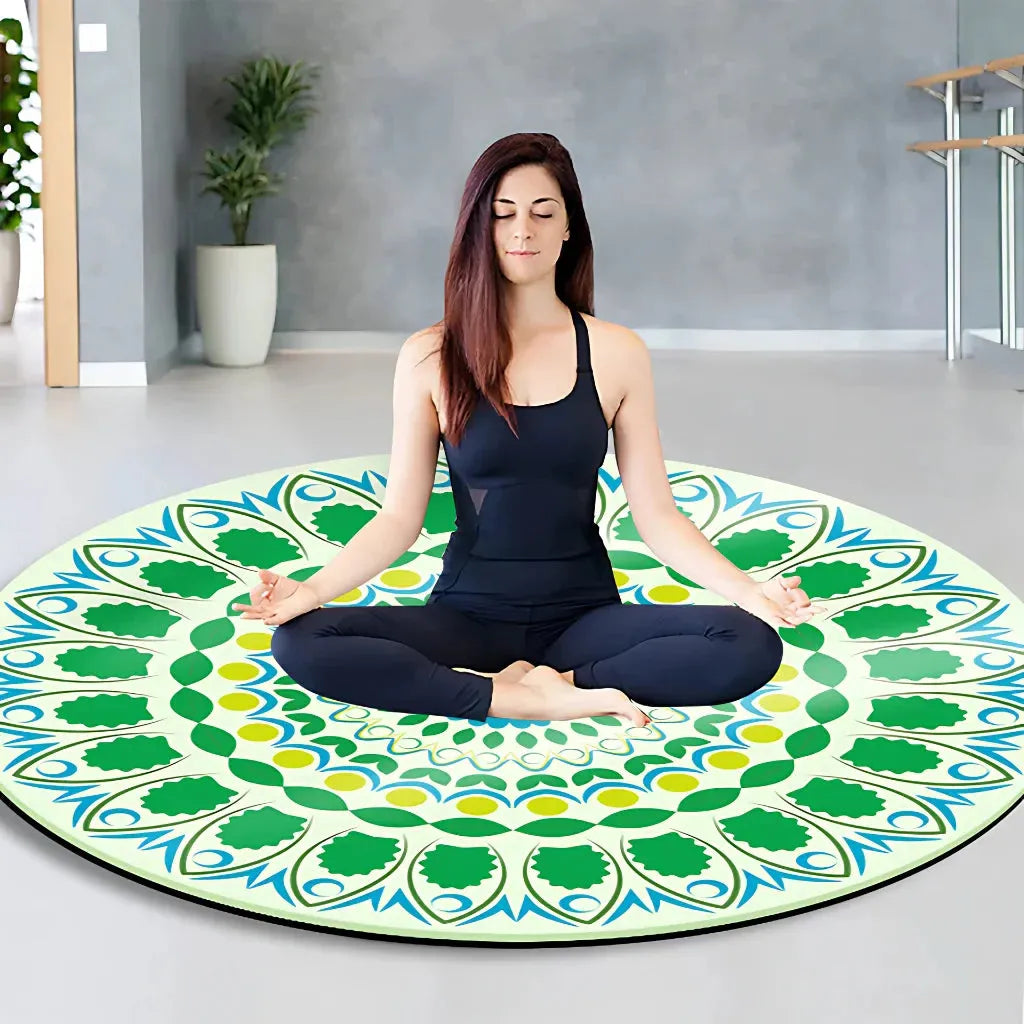 Huge Yoga Mat With Non Slip Suede And Round Design - Style I / 140x140 cm