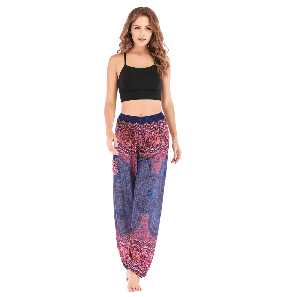 Ladies Boho Pants With High Waist Cotton Comfort
