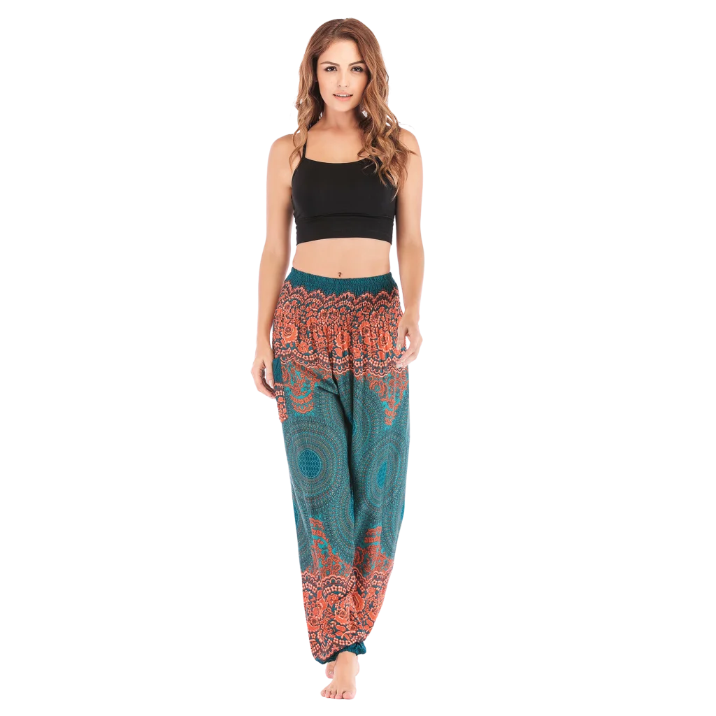 Ladies Boho Pants With High Waist Cotton Comfort