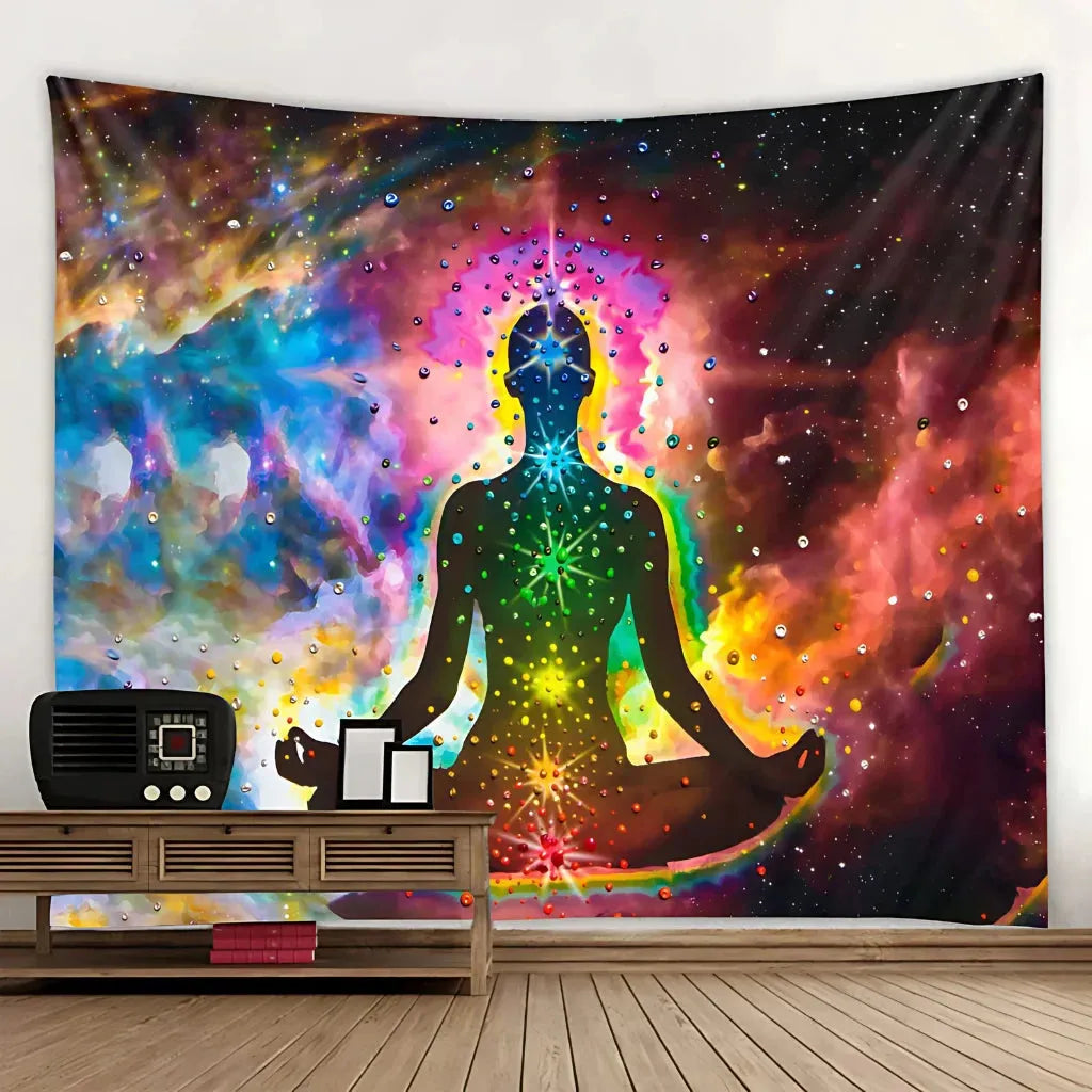 Large Tapestry With Chakra Symbols In Boho Style - 19Style / 150x130 cm