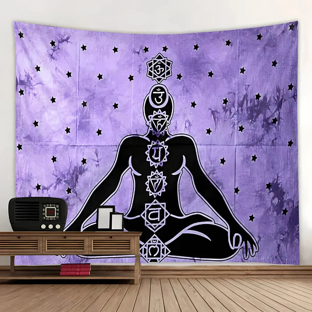 Large Tapestry With Chakra Symbols In Boho Style - 3 Style / 150x130 cm
