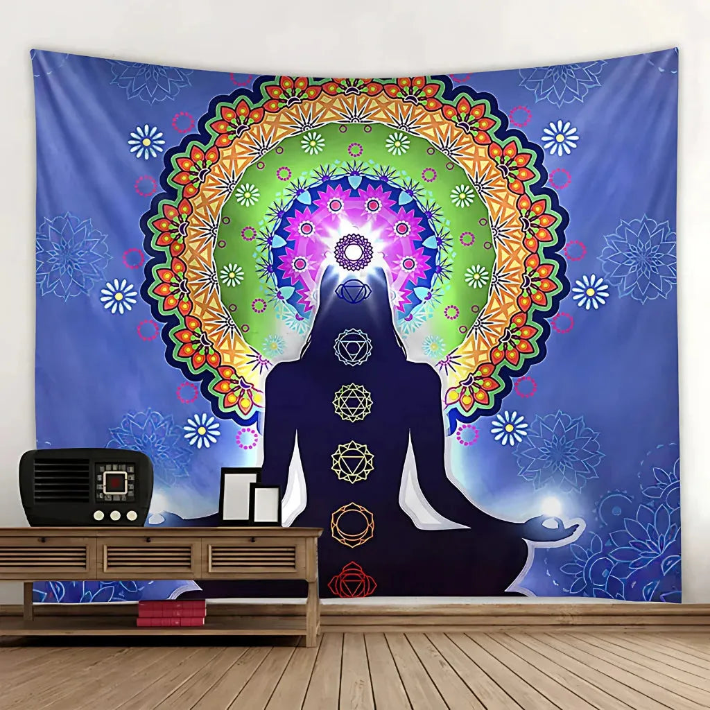 Large Tapestry With Chakra Symbols In Boho Style - 7 Style / 150x130 cm
