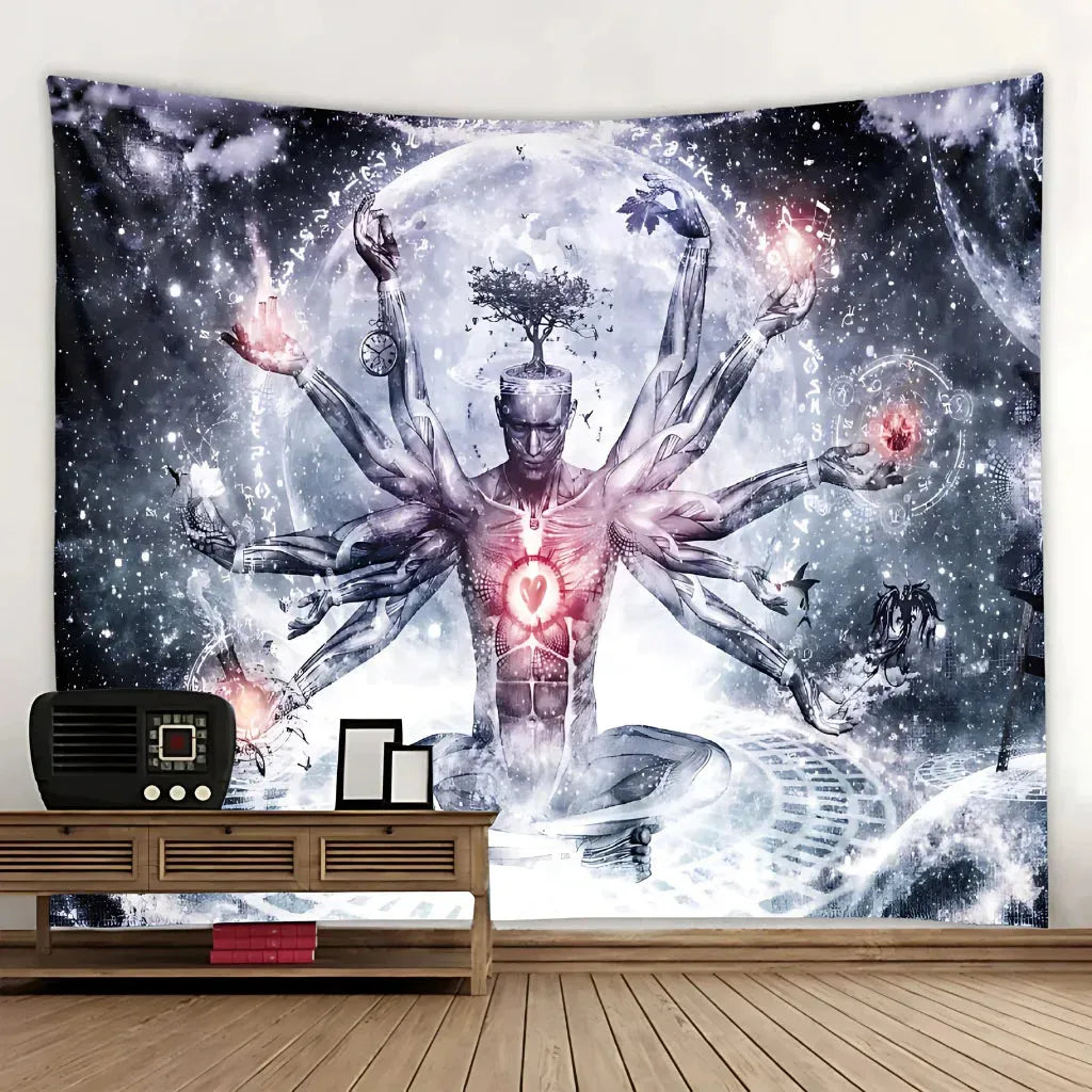 Large Tapestry With Chakra Symbols In Boho Style - 9 Style / 150x130 cm
