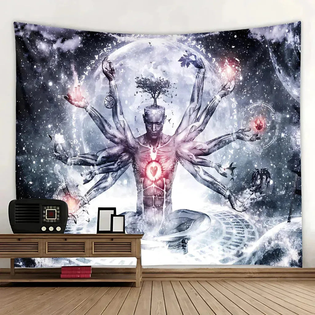 Large Tapestry With Chakra Symbols In Boho Style - 9 Style / 150x130 cm