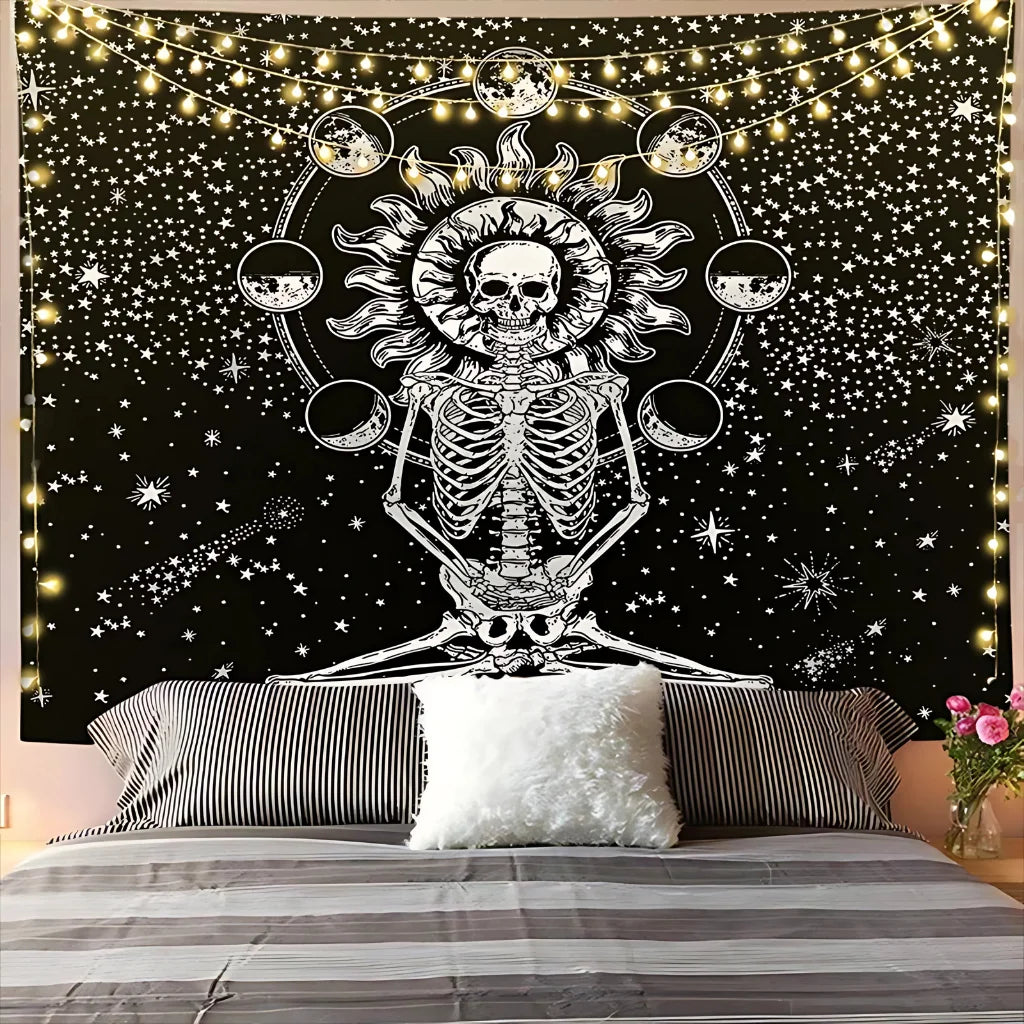 Large Wall Tapestry With Sun And Moon Mandalas - C / 95x73 cm