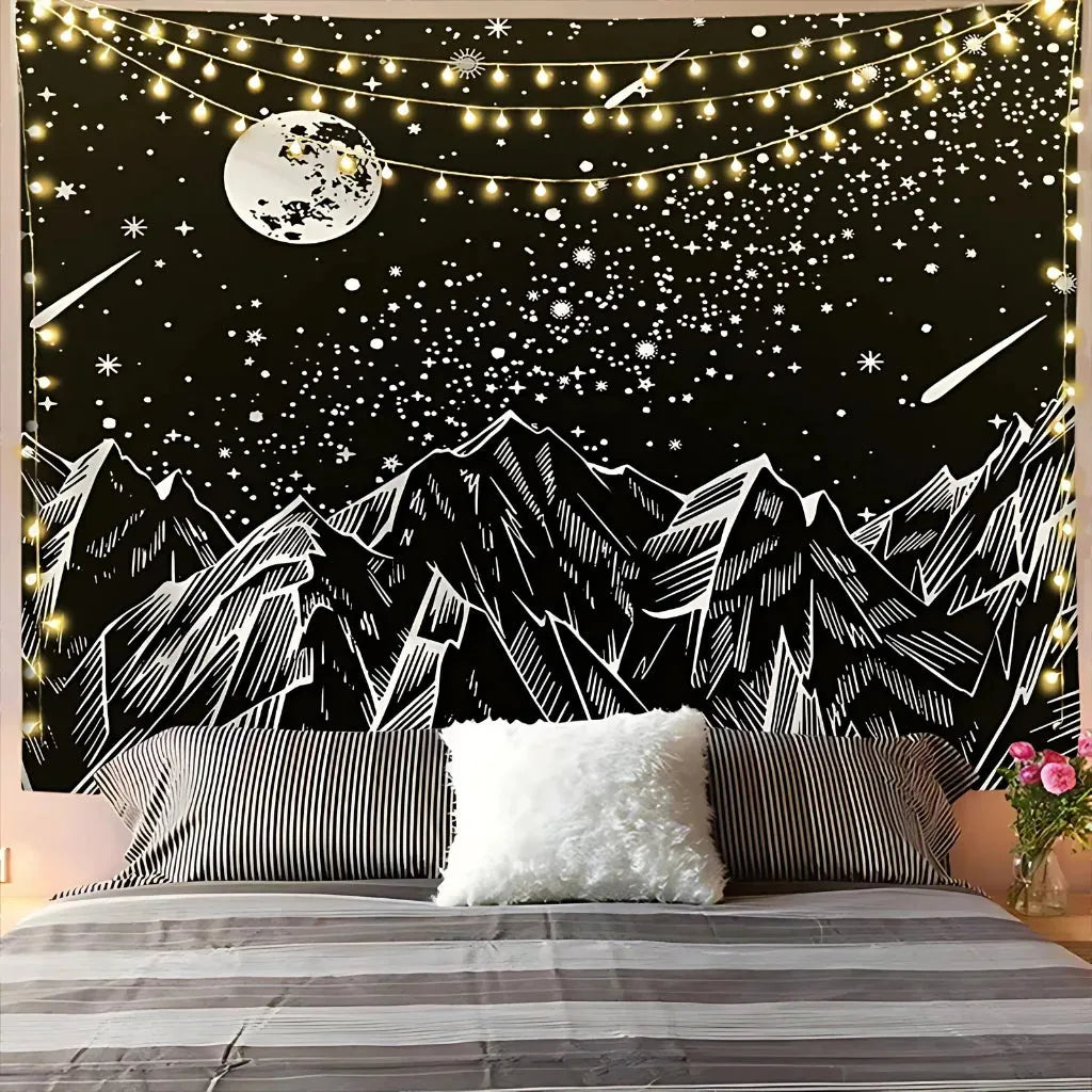 Large Wall Tapestry With Sun And Moon Mandalas - J / 95x73 cm