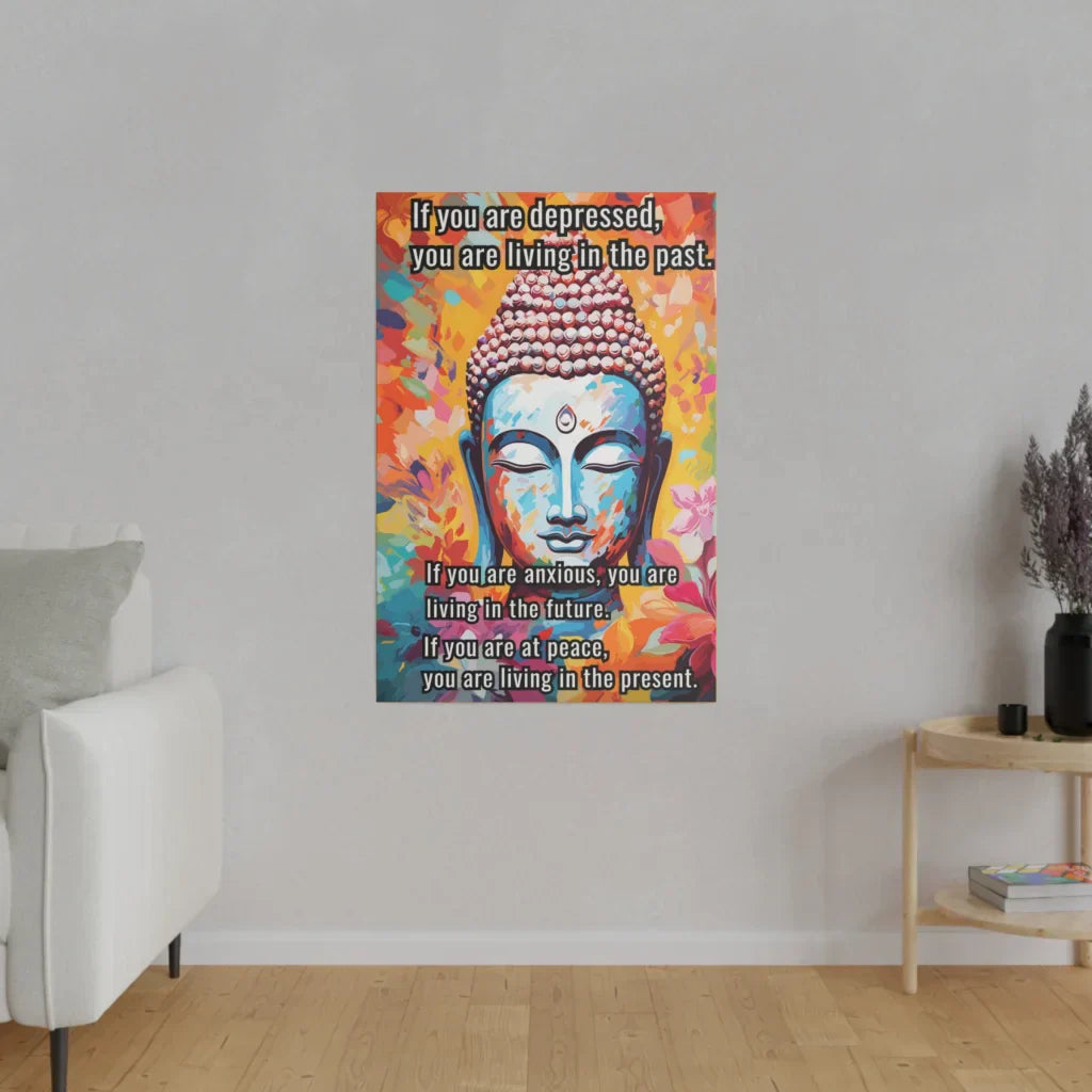 Large Yoga Wall Art With Buddha Quote Design - 24x36 in / 0.75
