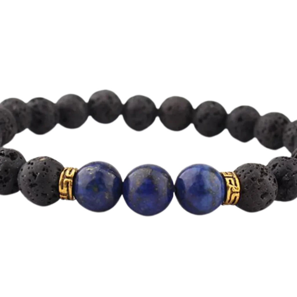 Lava Beads Bracelet With Natural Stone Accents - Style B