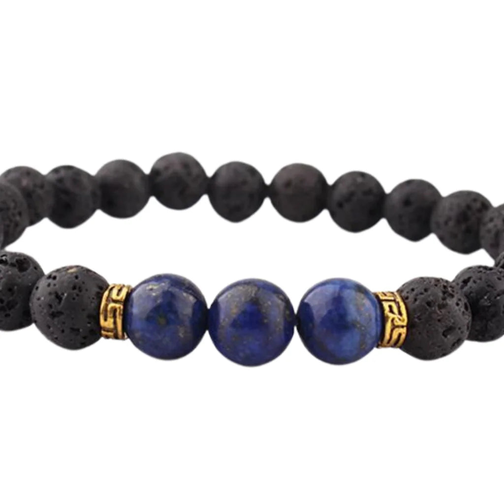Lava Beads Bracelet With Natural Stone Accents - Style B