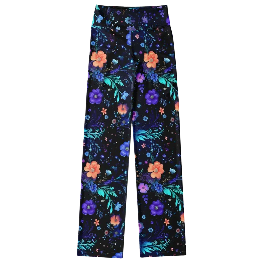 Legging Flare With Galactic Floral Celestial Print