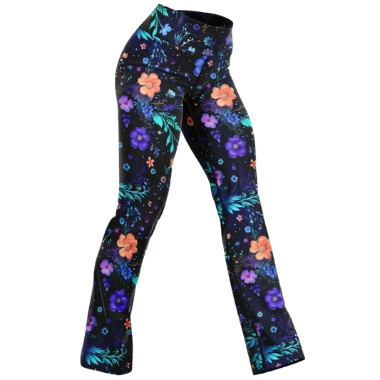 Legging Flare With Galactic Floral Celestial Print - XS