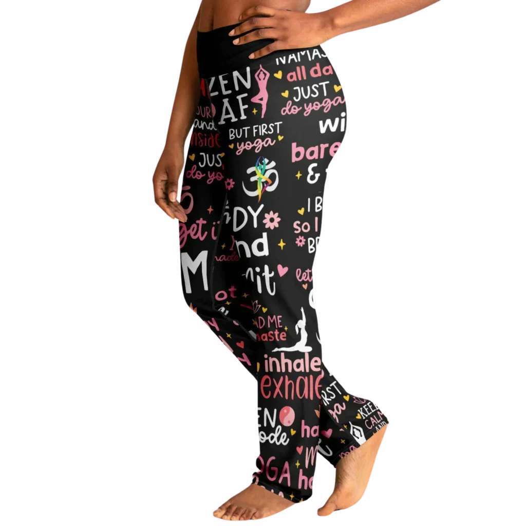 Leggings Flare With Spiritual Yoga Quote Print