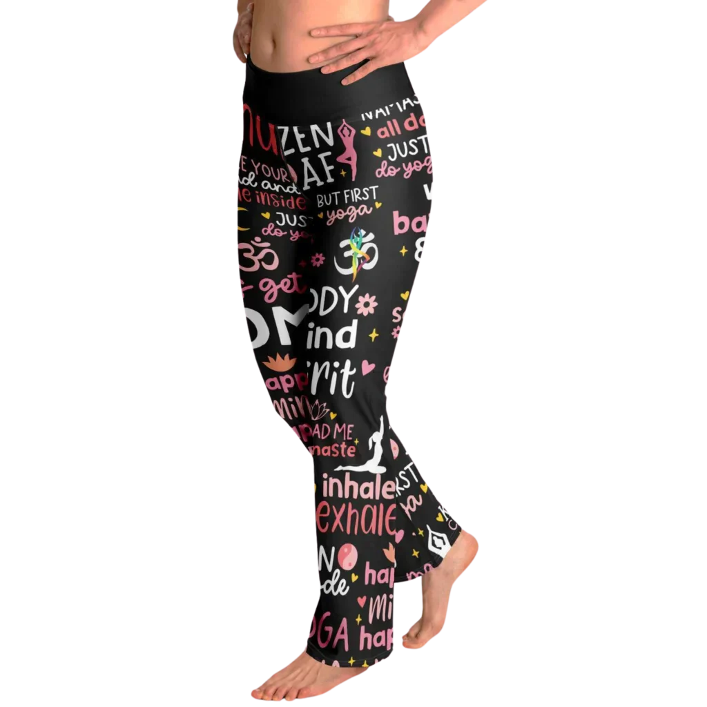 Leggings Flare With Spiritual Yoga Quote Print