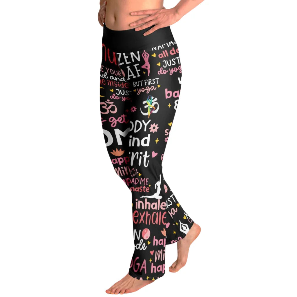 Leggings Flare With Spiritual Yoga Quote Print
