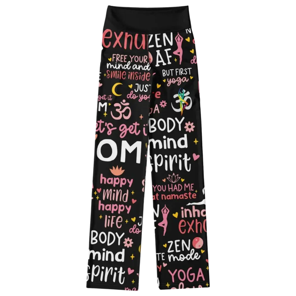 Leggings Flare With Spiritual Yoga Quote Print
