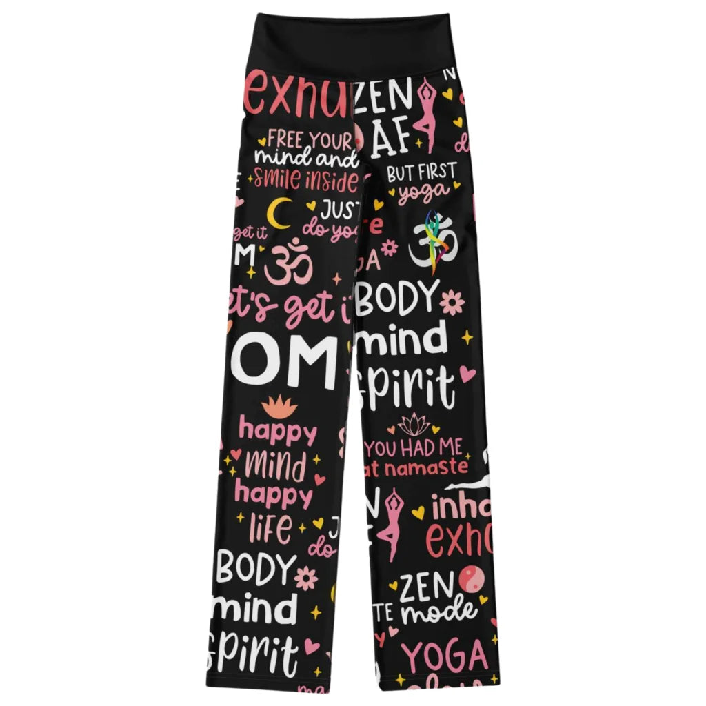 Leggings Flare With Spiritual Yoga Quote Print