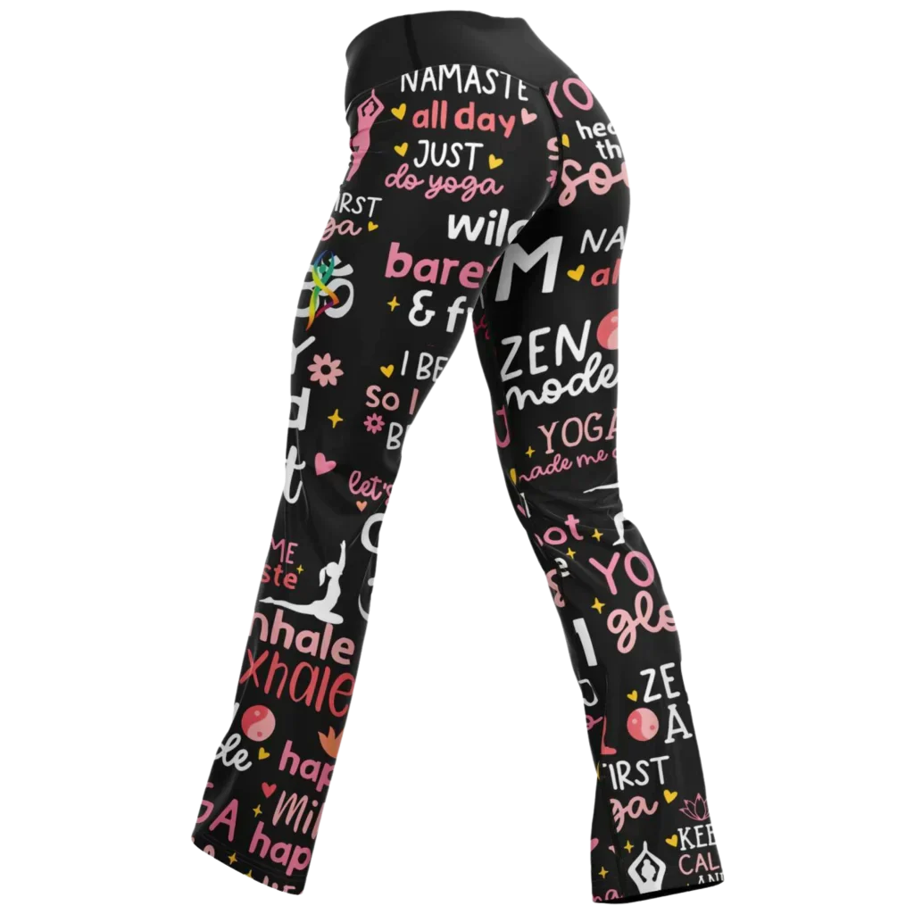 Leggings Flare With Spiritual Yoga Quote Print