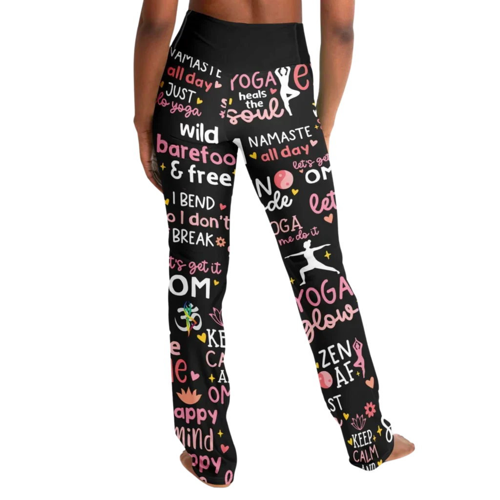 Leggings Flare With Spiritual Yoga Quote Print