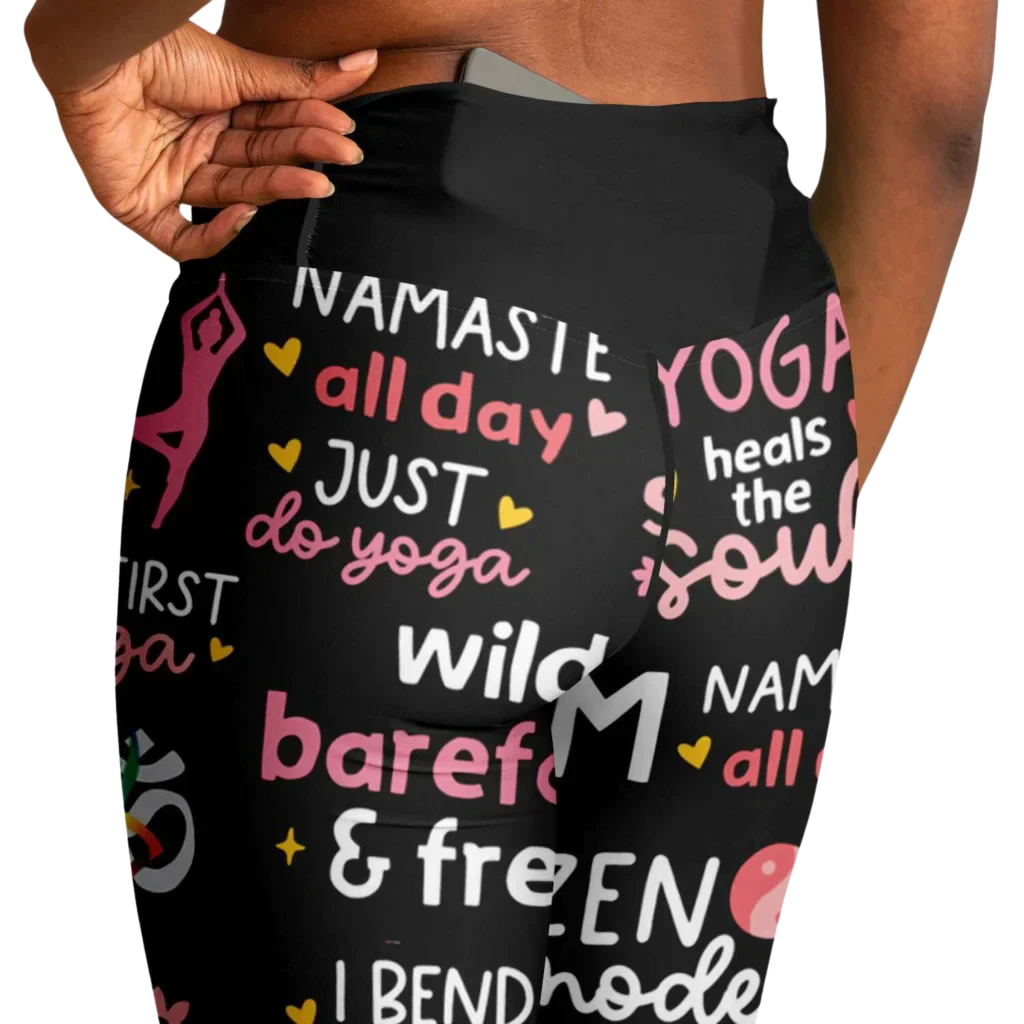 Leggings Flare With Spiritual Yoga Quote Print