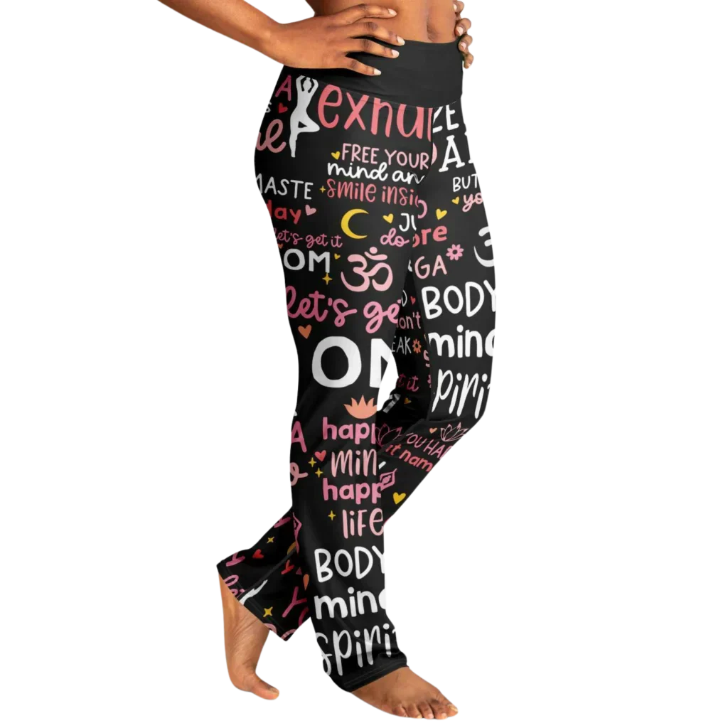 Leggings Flare With Spiritual Yoga Quote Print