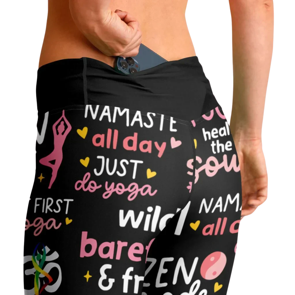Leggings Flare With Spiritual Yoga Quote Print